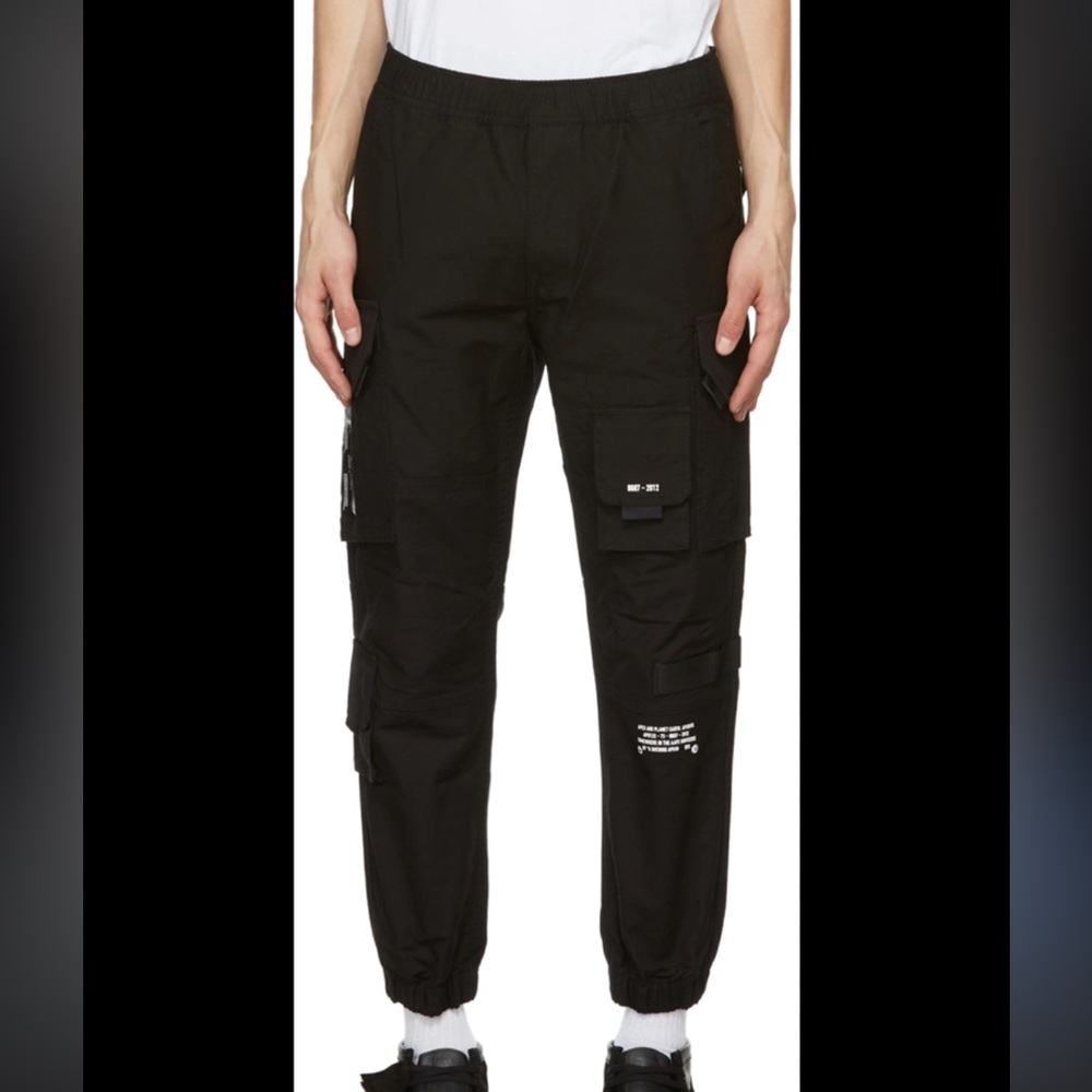 BAPE AAPE by A Bathing Ape Black Canvas Cargo Pants Size Large GUC #2600